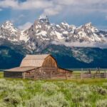 Old barn in grand teton mountains wyoming